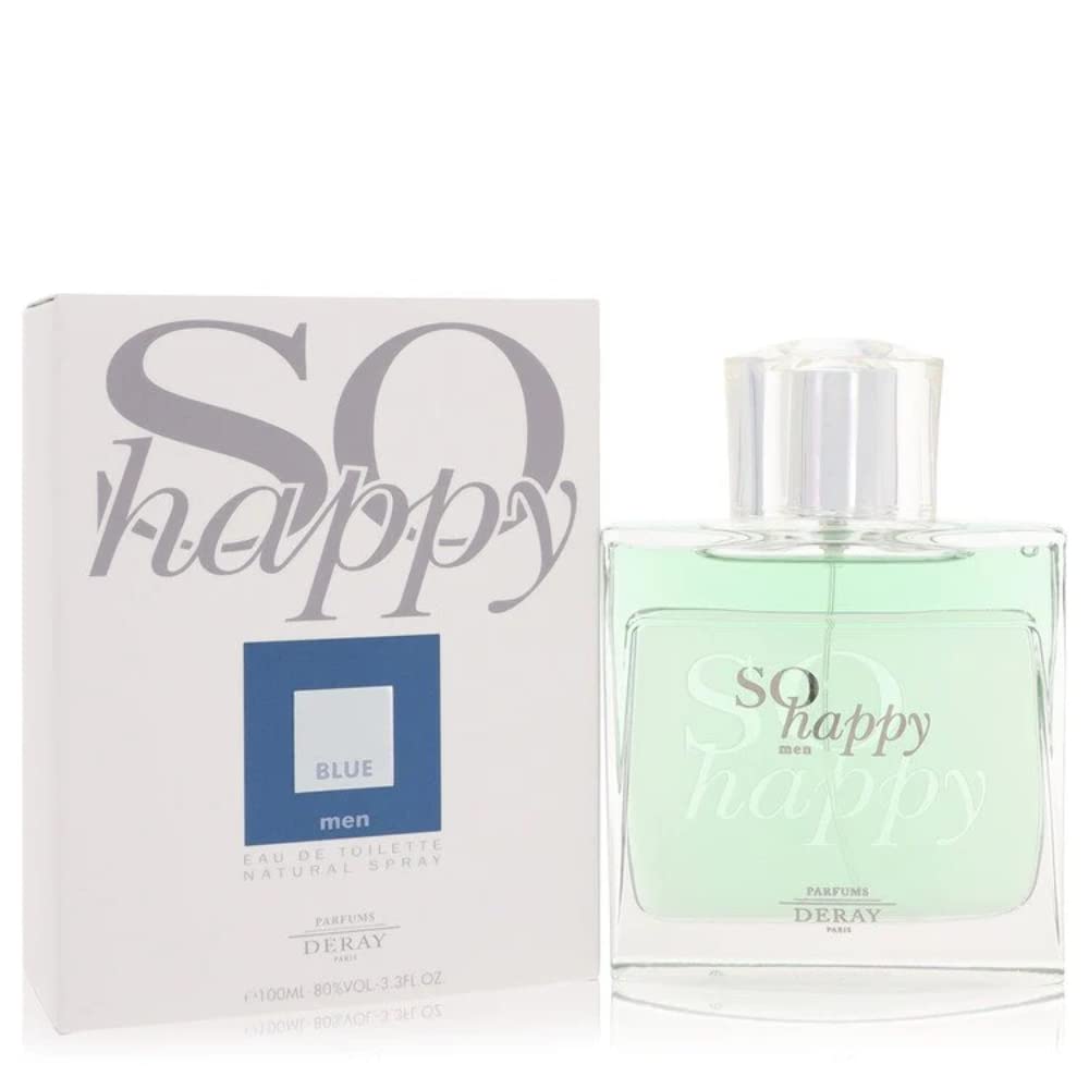 SO HAPPY BLUE FOR MEN EAU DE TOILETTE NATURAL SPRAY BY: DERAY PARIS 3.4 OZ/ 100 ML