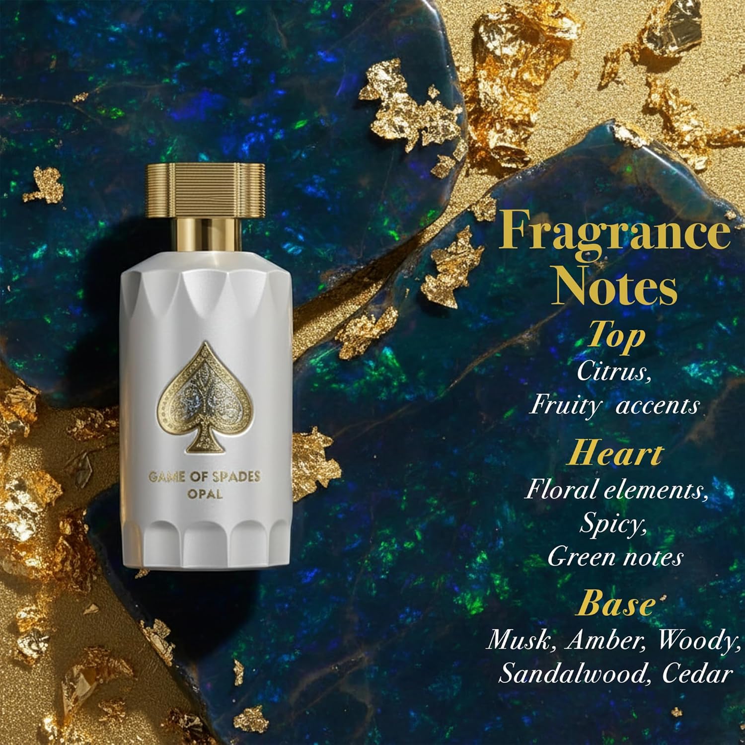 Jo Milano Game Of Spades Opal 4-Piece Gift Set | 3.4 oz Parfum Spray, 6.8 oz Body Cleanser, 6.8 oz Body Cream, 0.27 oz Refillable Atomizer | Long Lasting Fragrance Unisex