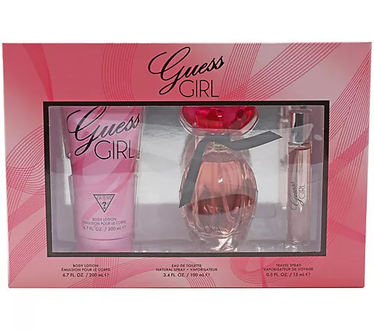 GUESS GIRL GIFT SET 3 PIECE EAU DE TOILETTE 3.4 OZ / 100 ML