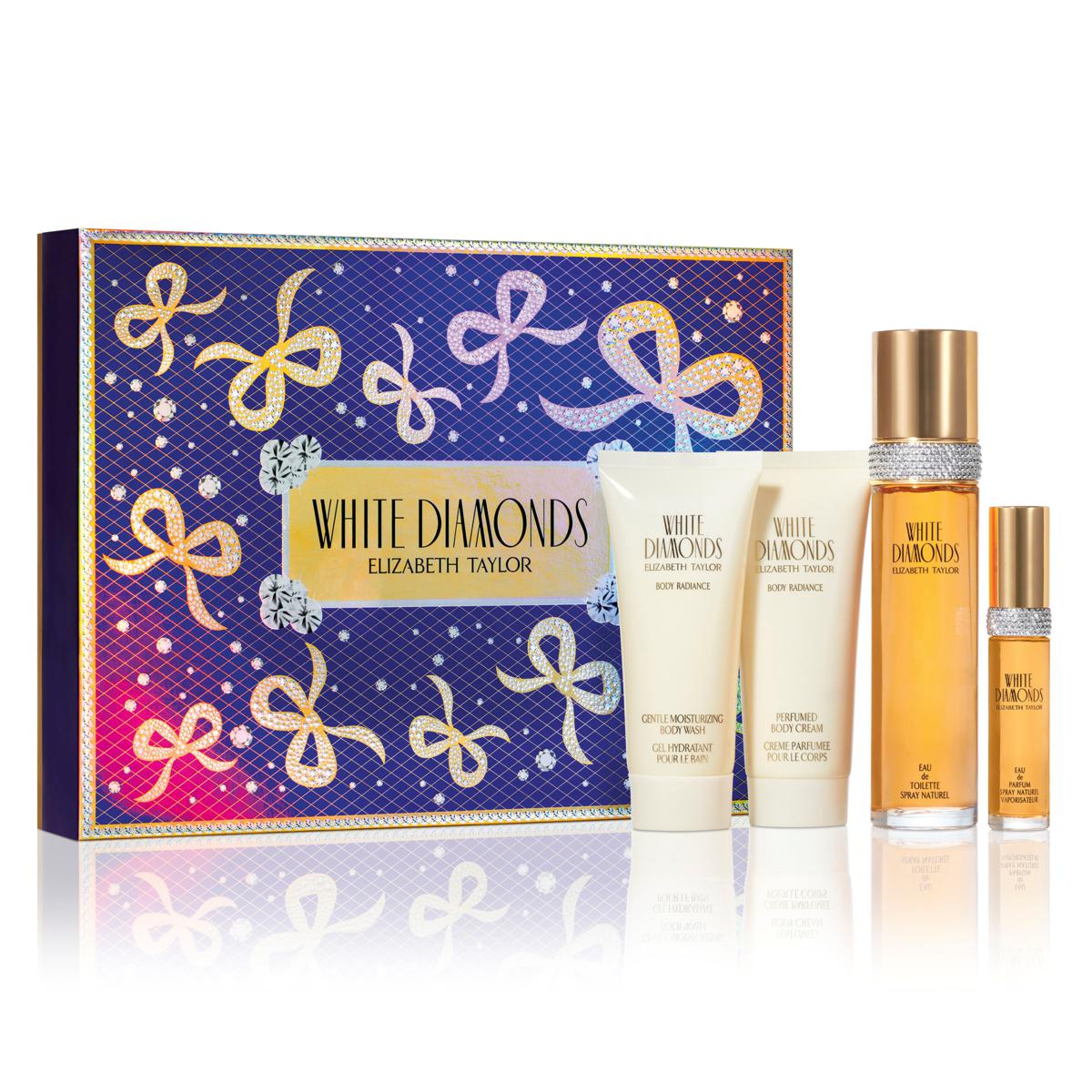 WHITE DIAMONDS ELIZABETH TAYLOR EAU DE TOILETTE SPRAY NATURAL 4 PEICE GIFT SET