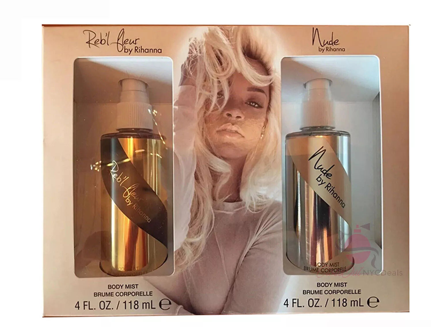 RIHANNA REB'L FLEVER & NUDE BY: RIHANNA SPRAY 4.0 OZ/ 118 ML 2 PEICE SET